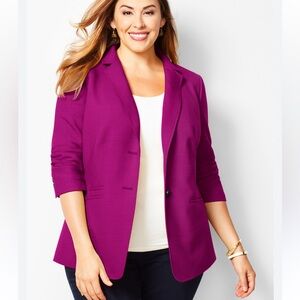 Talbots wool blazer jacket in a magenta fuchsia
